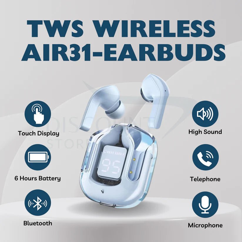 AIR 31 EARBUDS WITH SILICON COVER TOUCH SPORTS WATERPROOF V5.3 - Global bazarGlobal bazarGlobal bazar